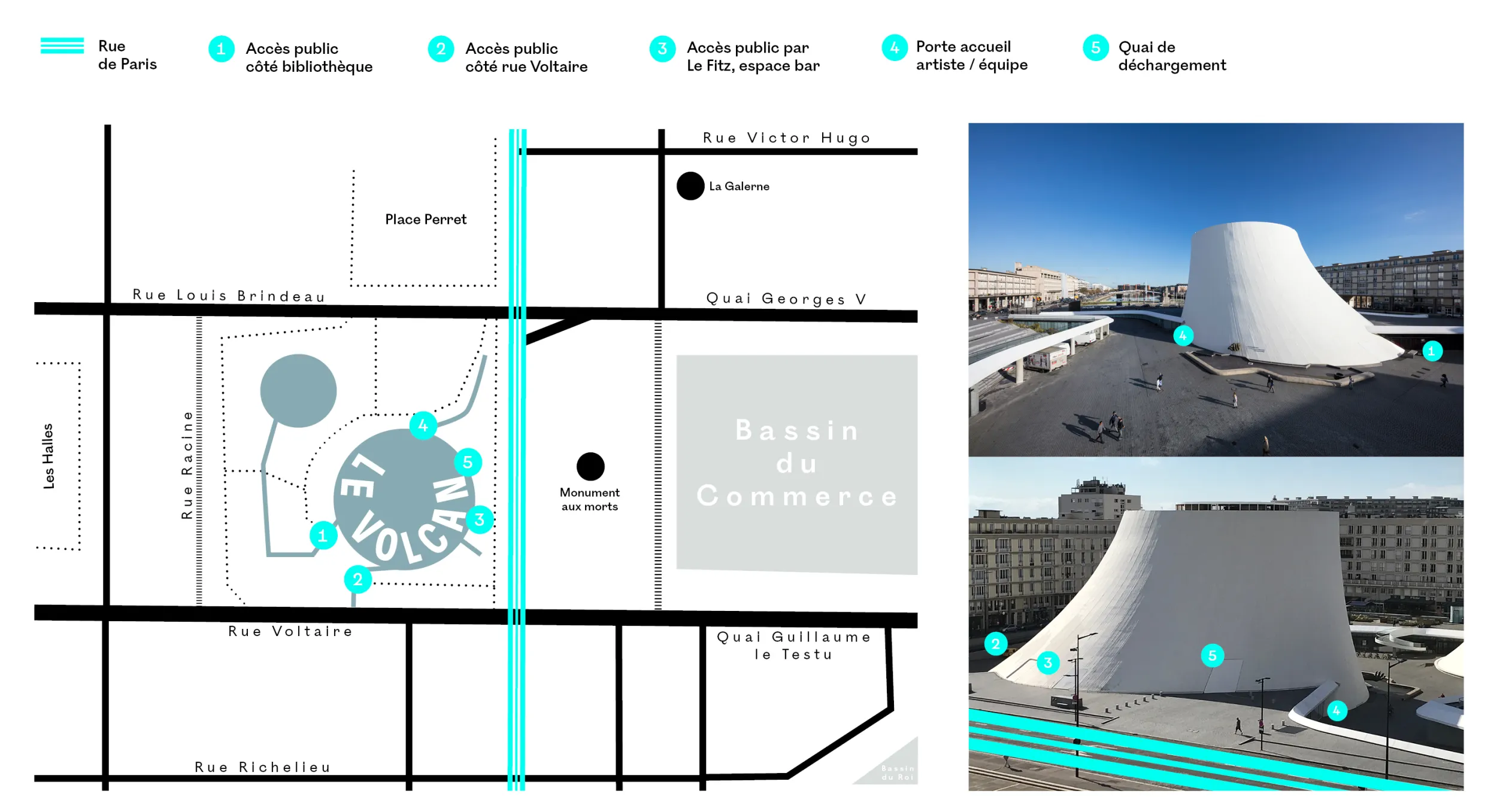 Plan d'accès au Volcan pour le public