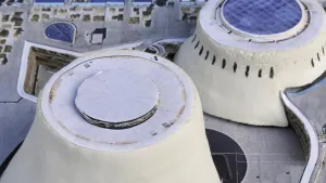 © Mirsa Pépence Maquette de la place Oscar Niemeyer du Havre, vue du ciel.